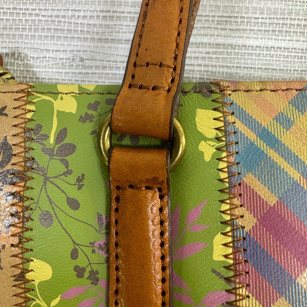 Fossil Leather Multicolor Patterned Patchwork Han… - image 6